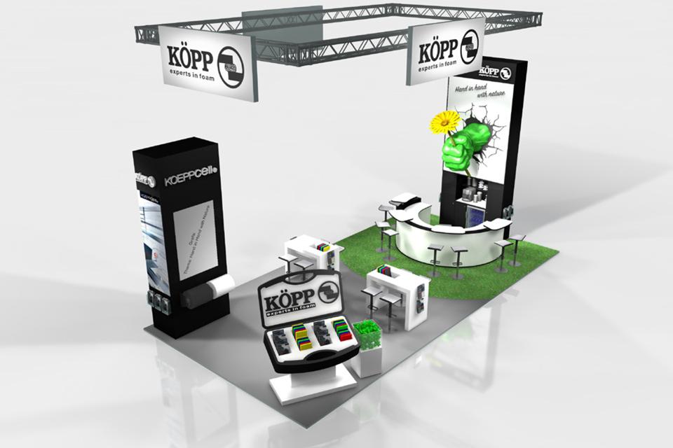 Playful “HELLO” from the green giant W. Köpp, Foam Expo MeRaum