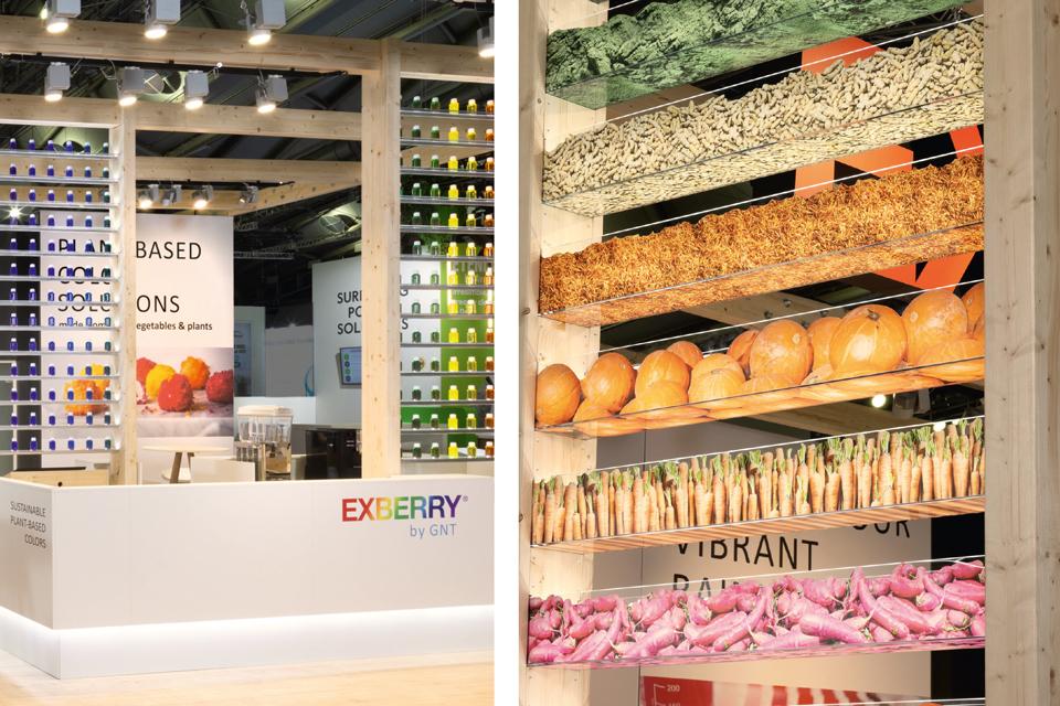 GNT EXBERRY Messestand FI Europe 2024 Lichtinstallation und Produktpräsentation MeRaum