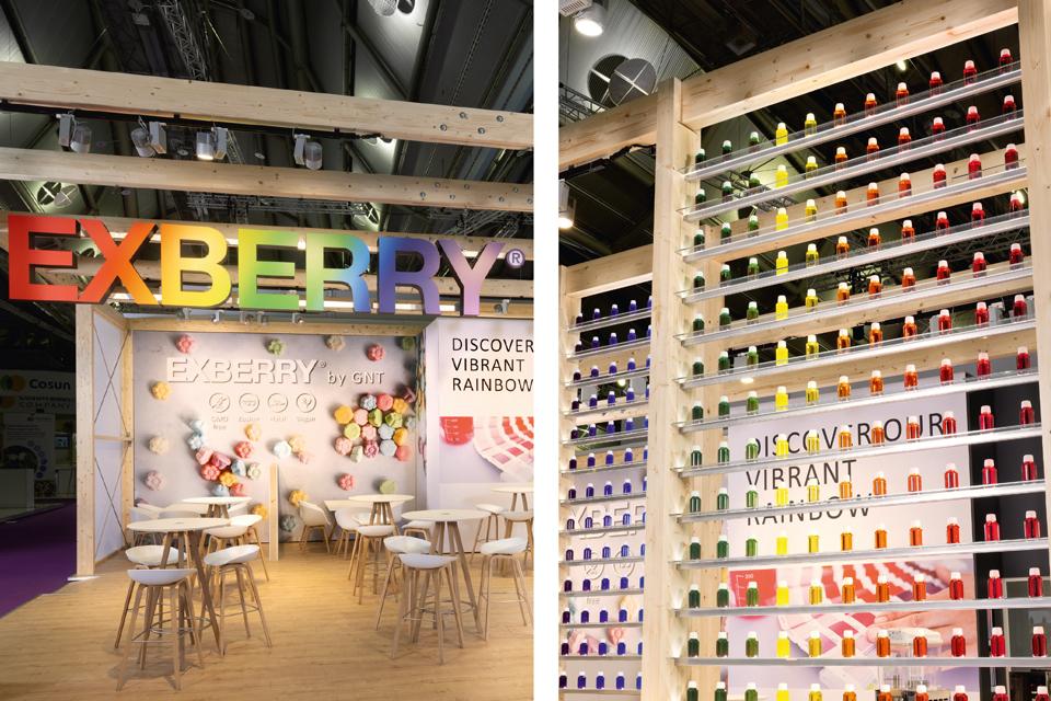 GNT EXBERRY Messestand FI Europe 2024 3D-Logo und Grafik MeRaum